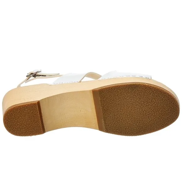 SWEDISH HASBEENS White Helena Leather Clog Sandal