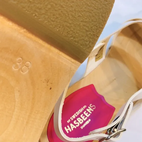 SWEDISH HASBEENS White Helena Leather Clog Sandal