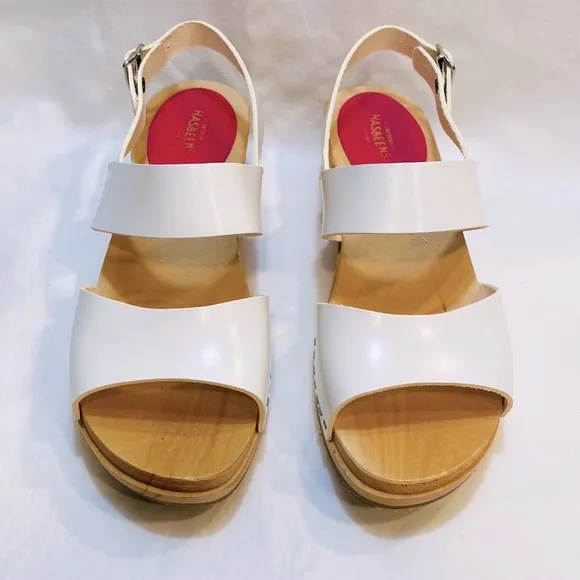 SWEDISH HASBEENS White Helena Leather Clog Sandal