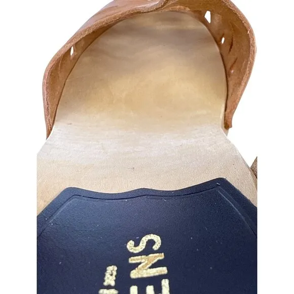 Swedish Hasbeens Women's Lacy Sandal Natural Leather Lime Wood Heels EU 37, US 7