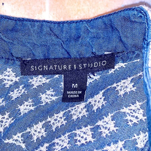 Sweet Sleeveless MIDI Dress Denim Sundress w/Lovely Embroidery Stitching Pockets