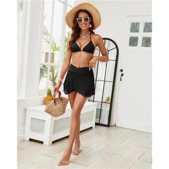 Swim Skirt Bottoms for Women Black