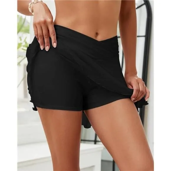 Swim Skirt Bottoms for Women Black