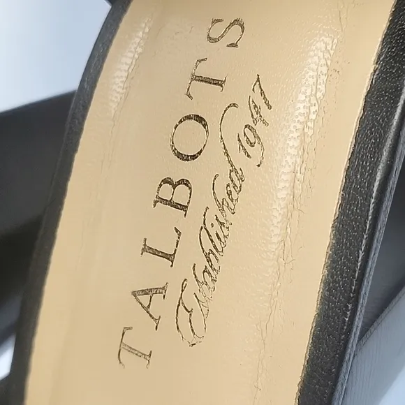 Talbots Black All Leather Strappy Open Toe Ankle Wrap Tie Block Heel San…