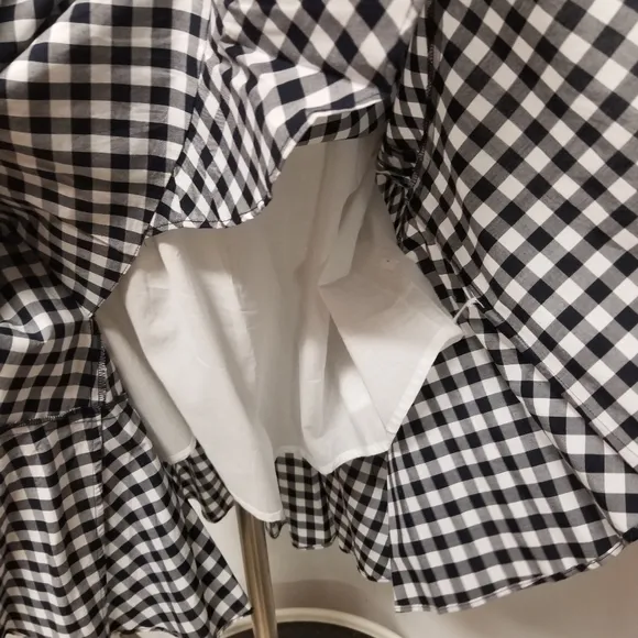 Talbots Black and White Gingham Ruffle Tie-Front Midi Skirt Woman's 4