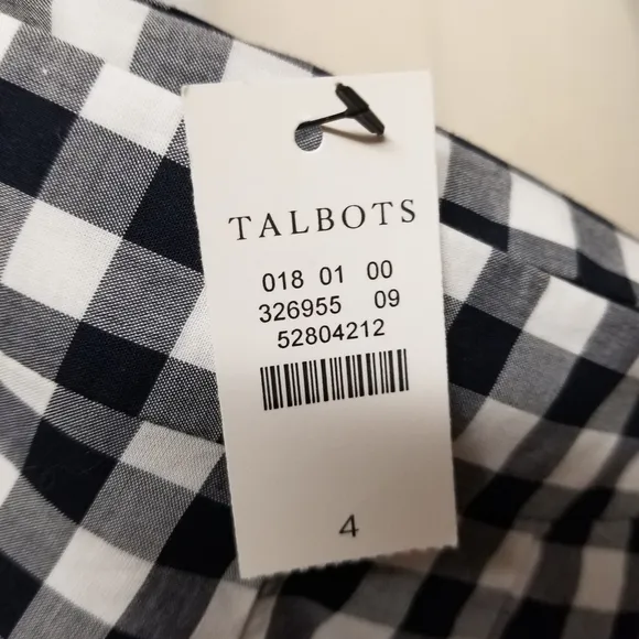 Talbots Black and White Gingham Ruffle Tie-Front Midi Skirt Woman's 4