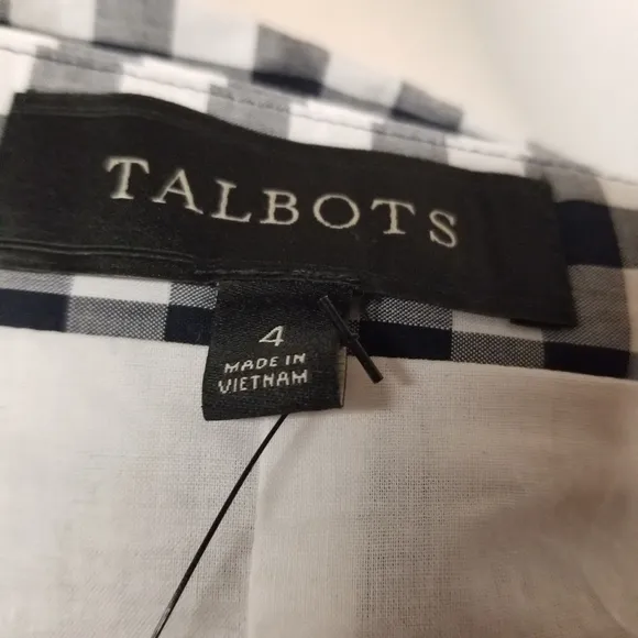 Talbots Black and White Gingham Ruffle Tie-Front Midi Skirt Woman's 4