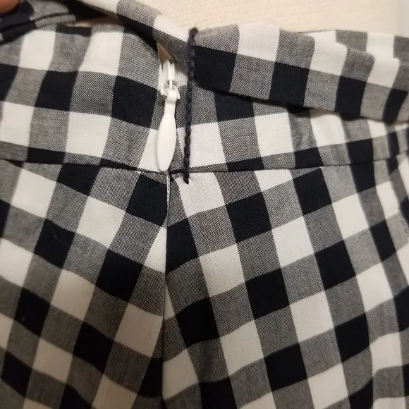 Talbots Black and White Gingham Ruffle Tie-Front Midi Skirt Woman's 4