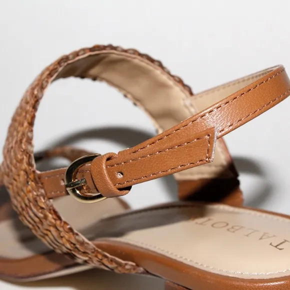 Talbots Mimi Woven Leather Sandals in Havana Tan