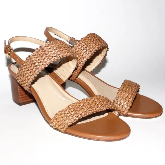 Talbots Mimi Woven Leather Sandals in Havana Tan