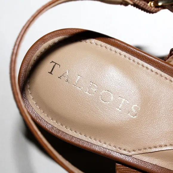 Talbots Mimi Woven Leather Sandals in Havana Tan
