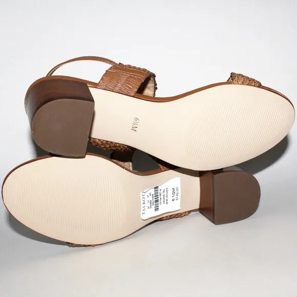 Talbots Mimi Woven Leather Sandals in Havana Tan
