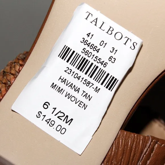 Talbots Mimi Woven Leather Sandals in Havana Tan