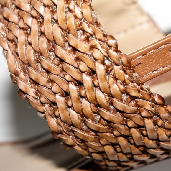 Talbots Mimi Woven Leather Sandals in Havana Tan