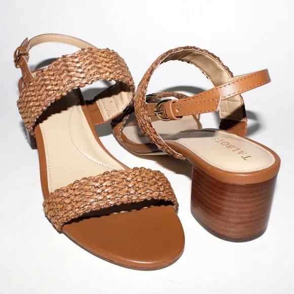 Talbots Mimi Woven Leather Sandals in Havana Tan