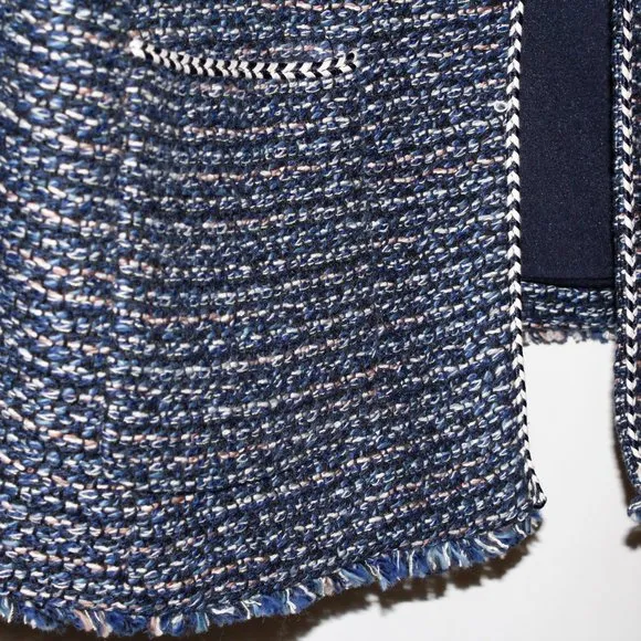 Talbots Tweed Open-Front Frayed-Hem Jacket