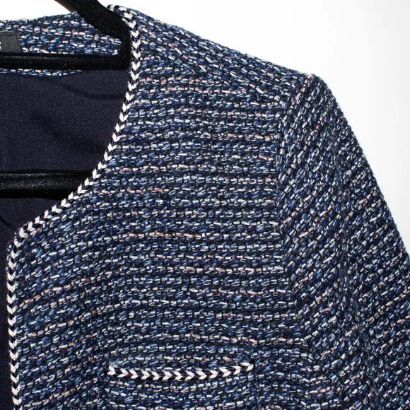 Talbots Tweed Open-Front Frayed-Hem Jacket