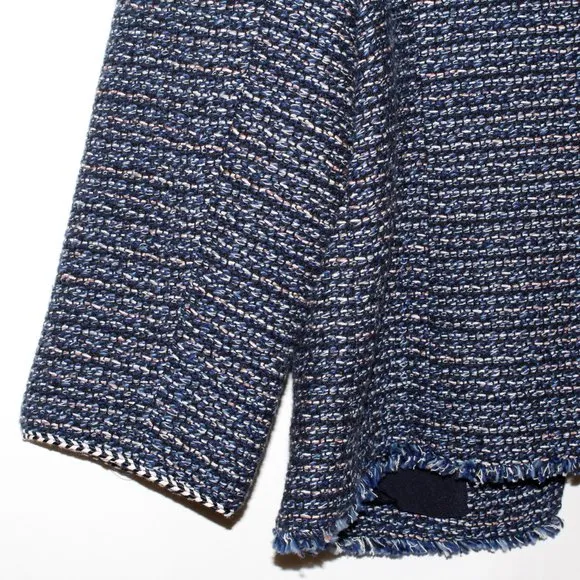 Talbots Tweed Open-Front Frayed-Hem Jacket