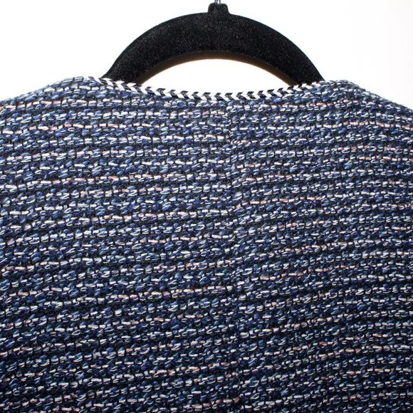 Talbots Tweed Open-Front Frayed-Hem Jacket