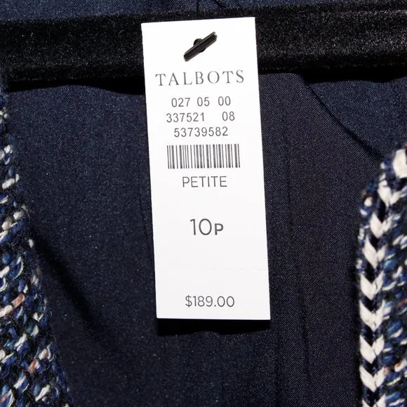 Talbots Tweed Open-Front Frayed-Hem Jacket