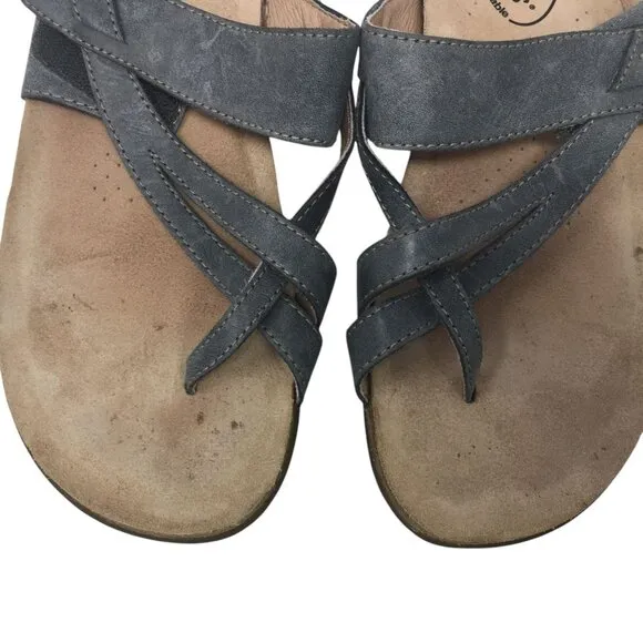 Taos Perfect Toe Loop Flip Flop Comfort Leather Sandals Blue Women's Size 8