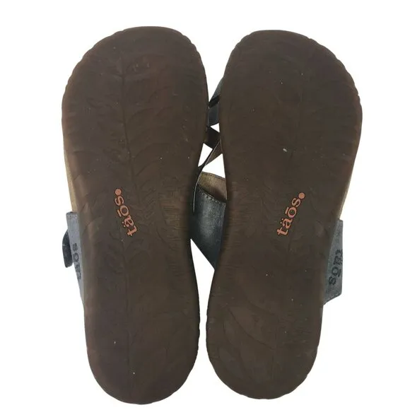 Taos Perfect Toe Loop Flip Flop Comfort Leather Sandals Blue Women's Size 8