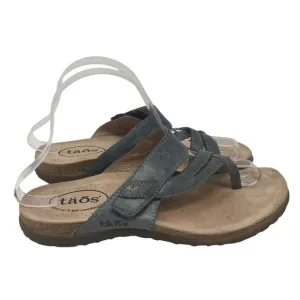 Taos Perfect Toe Loop Flip Flop Comfort Leather Sandals Blue Women's Size 8