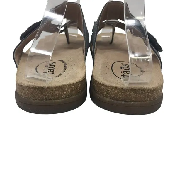 Taos Perfect Toe Loop Flip Flop Comfort Leather Sandals Blue Women's Size 8