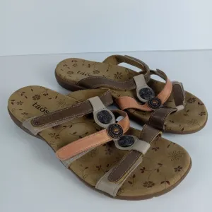 Taos Prize 2 Sandals Womens 7 Multicolor Leather Open Toe Strappy Slip On Flat