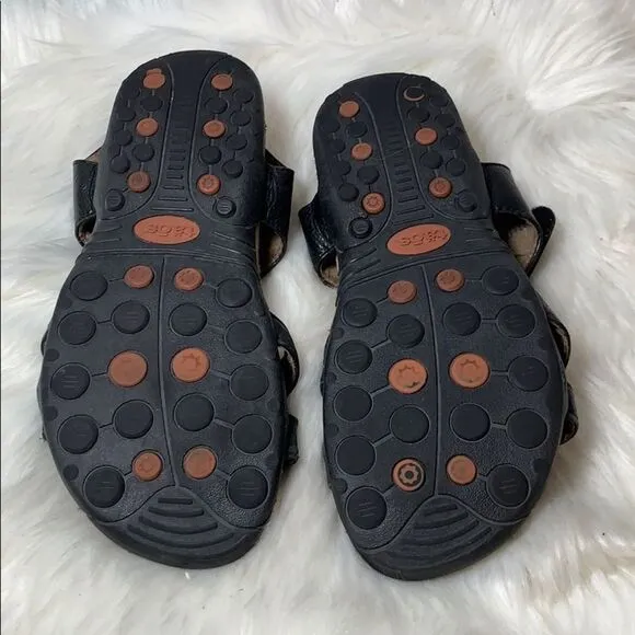 Taos Treasure Black Leather Comfort Sandals Size 7