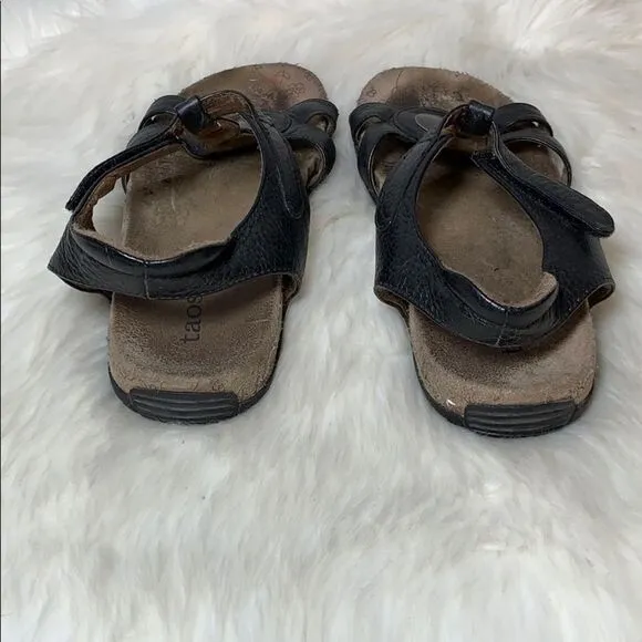Taos Treasure Black Leather Comfort Sandals Size 7