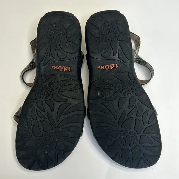 Taos Trophy Leather Sandals Floral in Pewter Casual Outdoors Dressy Beauty 6