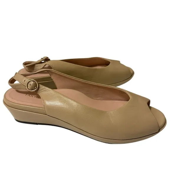 Taryn Rose Women's Leather Sling backs WedgeTan 10