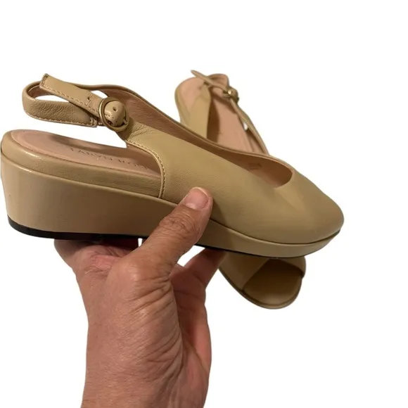 Taryn Rose Women's Leather Sling backs WedgeTan 10
