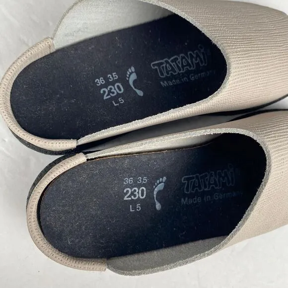Tatami Birkenstock Women's Size 36 Santee Beige Textured Slip On Clogs Sandals