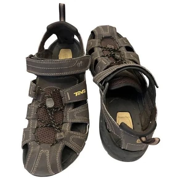 TEVA Mens Brown Leather Forbay Outdoor Sports Fishing Boating Sandal Size 10