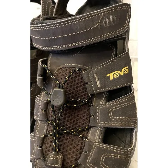 TEVA Mens Brown Leather Forbay Outdoor Sports Fishing Boating Sandal Size 10
