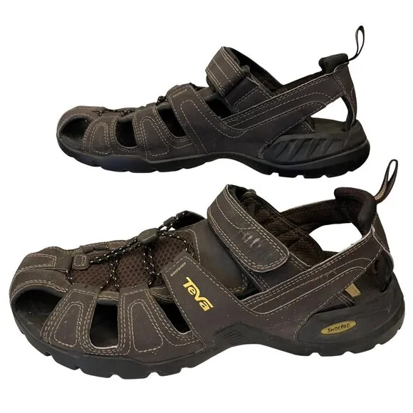TEVA Mens Brown Leather Forbay Outdoor Sports Fishing Boating Sandal Size 10