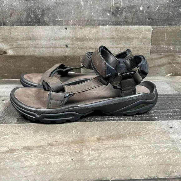 Teva Men’s Size 14 Hiking Sport Sandals Brown Adjustable Hook and Loop Leather