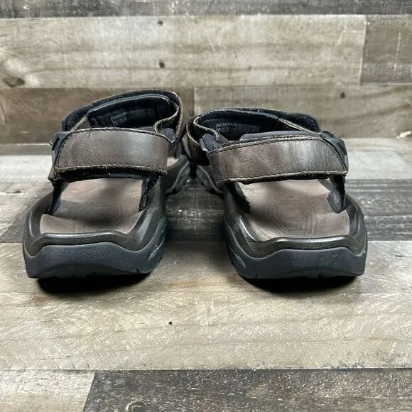 Teva Men’s Size 14 Hiking Sport Sandals Brown Adjustable Hook and Loop Leather