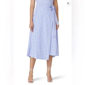 Thakoon Blue Gingham Asymmetrical Faux Wrap Skirt   Size 8  Excellent Condition