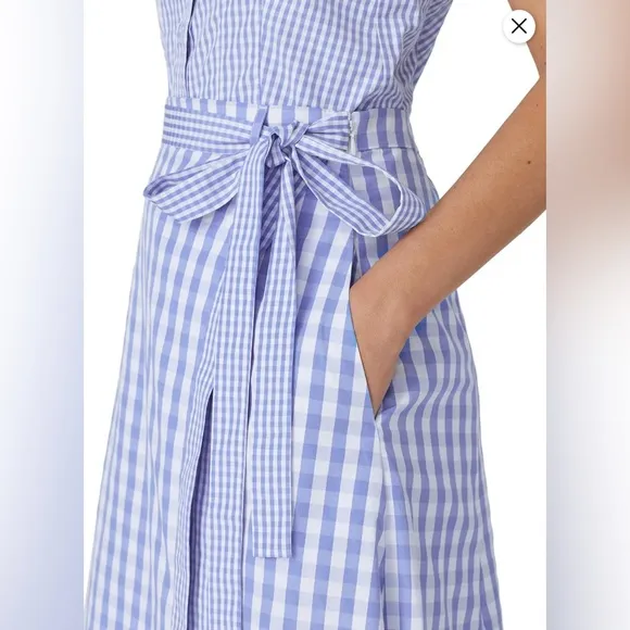 Thakoon Blue Gingham Asymmetrical Faux Wrap Skirt   Size 8  Excellent Condition