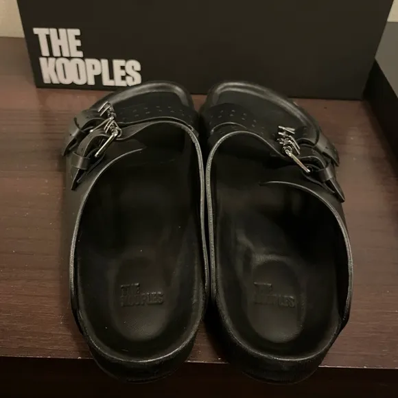 The Kooples Men’s Black Leather Double Strap Sandals FR 40 = US 7 NEW IN BOX!