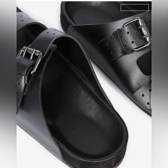 The Kooples Men’s Black Leather Double Strap Sandals FR 40 = US 7 NEW IN BOX!