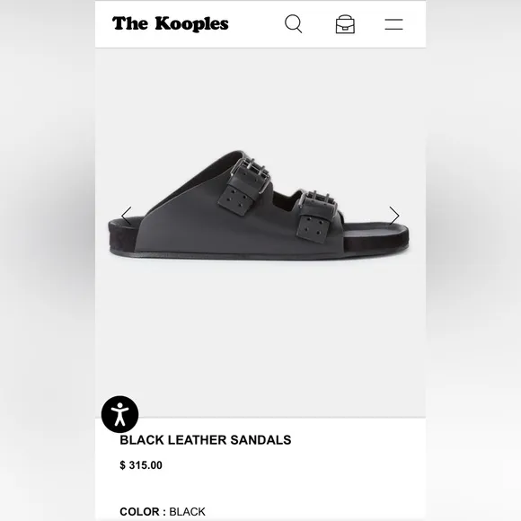 The Kooples Men’s Black Leather Double Strap Sandals FR 42 = US 9 NEW IN BOX!