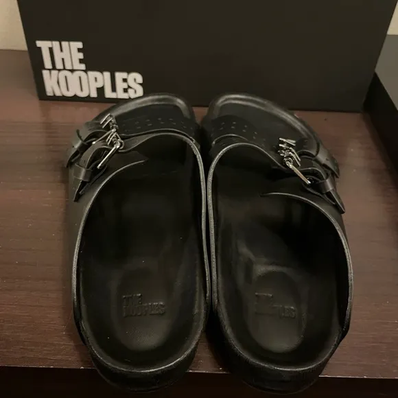 The Kooples Men’s Black Leather Double Strap Sandals FR 42 = US 9 NEW IN BOX!