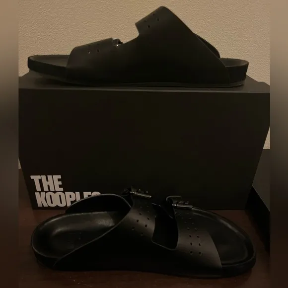 The Kooples Men’s Black Leather Double Strap Sandals FR 42 = US 9 NEW IN BOX!