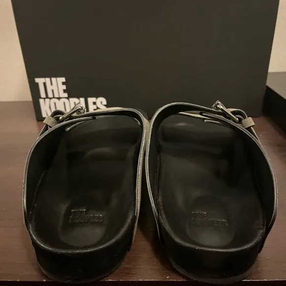 The Kooples Men’s Khaki Olive Suede Double Strap Leather Sandals FR 42 US 9 NEW!