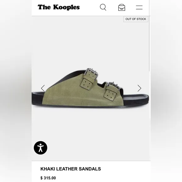 The Kooples Men’s Khaki Olive Suede Double Strap Leather Sandals FR 42 US 9 NEW!