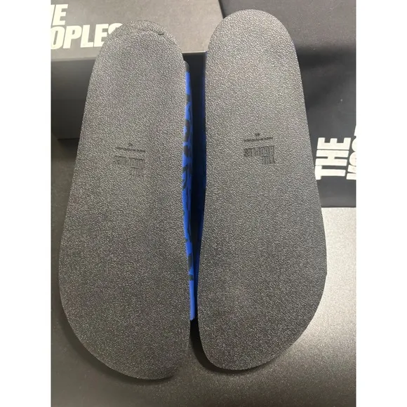 The Kooples NEW Leopard Print Slides Sandals Buckle Accents Blue Black FR 45/U11